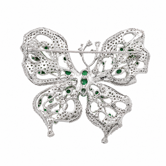 Emerald Butterfly Brooch – Statement Pin