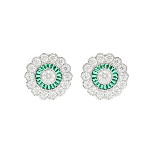 Floral Diamond Stud Earrings