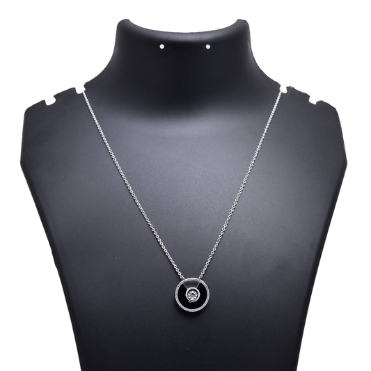Dancing Diamond Circle Chain Pendant 925 Sterling Silver