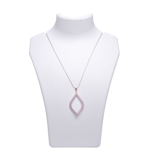 Delicate Pink Zircon Marquise Outline Pendant in Rose Gold Plating