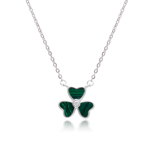 925 Sterling Silver Malachite Clover Pendant