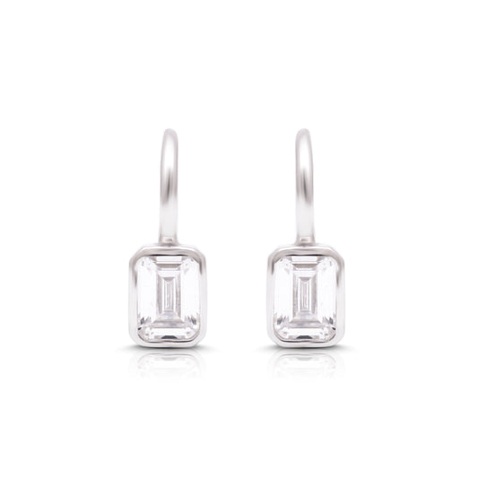 Classic Emerald-Cut Cubic Zirconia Leverback Earrings