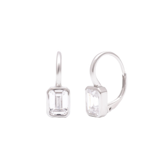 Classic Emerald-Cut Cubic Zirconia Leverback Earrings