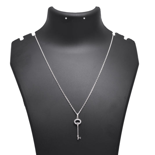 Key Chain Pendant with Cubic Zirconia 925 Sterling Silver