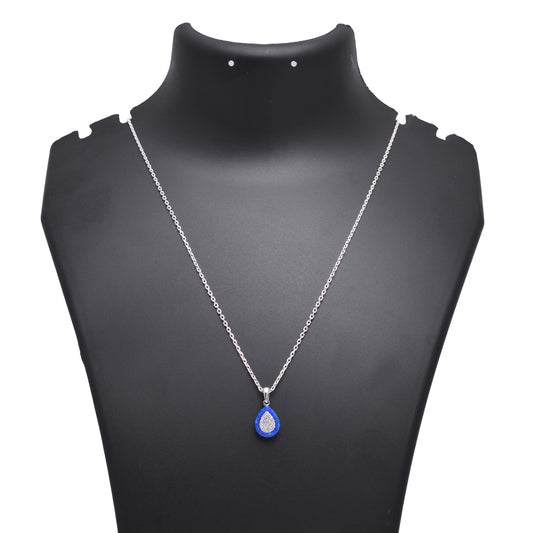 Teardrop Opal Pendant with Cubic Zirconia Halo 925 Sterling Silver