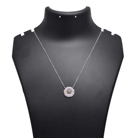 Champagne CZ Diamond Halo Pendant 925 Sterling Silver