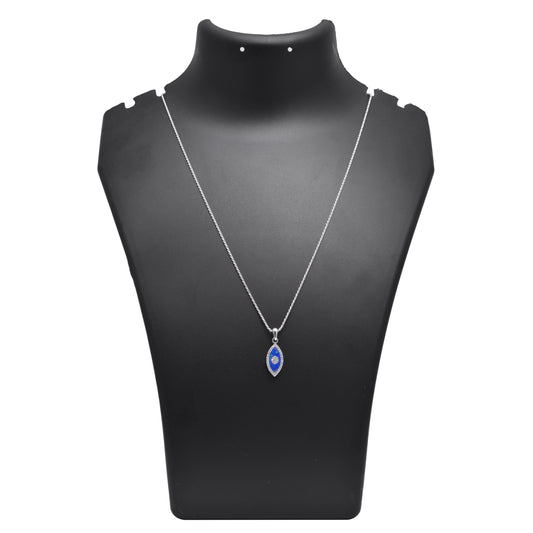Blue Opal Evil Eye Chain Pendant 925 Sterling Silver