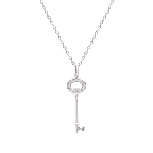 Key Chain Pendant with Cubic Zirconia 925 Sterling Silver