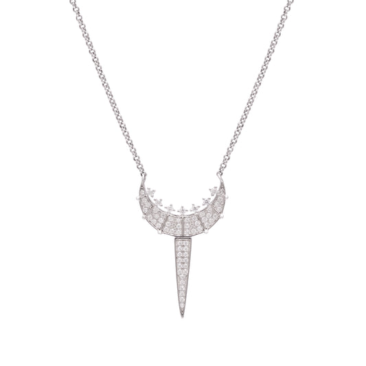 Starry Night Crescent Moon Pendant 925 Sterling Silver