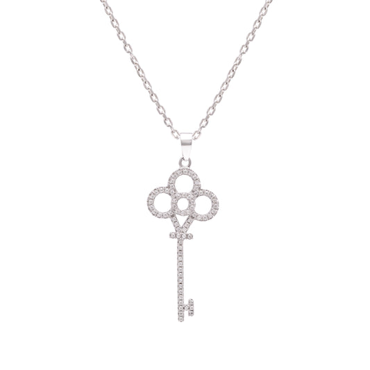 Sparkling Key Pendant - 925 Sterling Silver