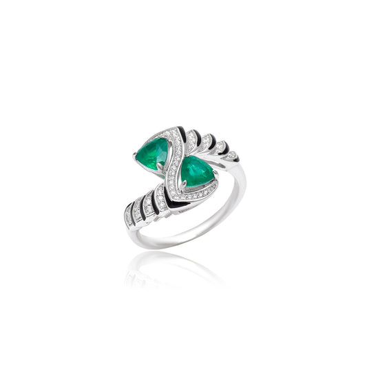 Emerald Toi et Moi Cocktail Ring