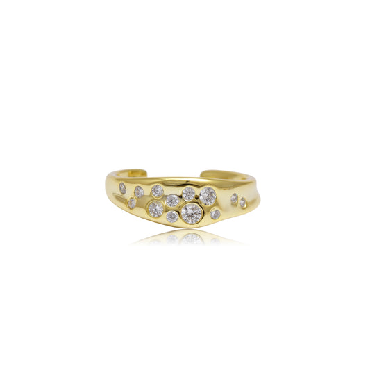 Flush Set Diamond Gold Ring