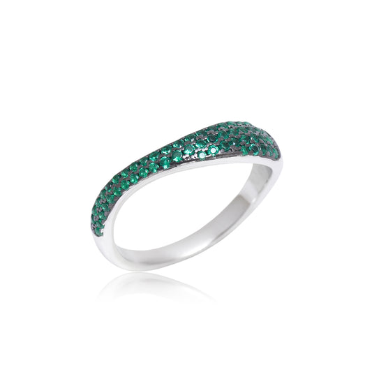 Emerald Pavé Curved Statement Band