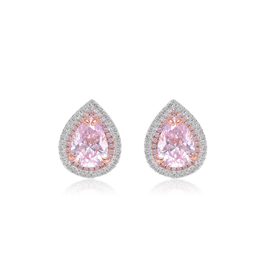 Luxury Pink Pear Cut Statement Stud Earrings