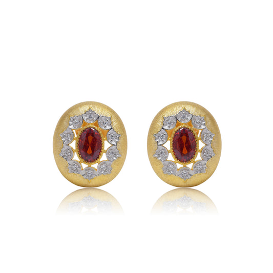 Classic Oval Ruby Statement Stud Earrings