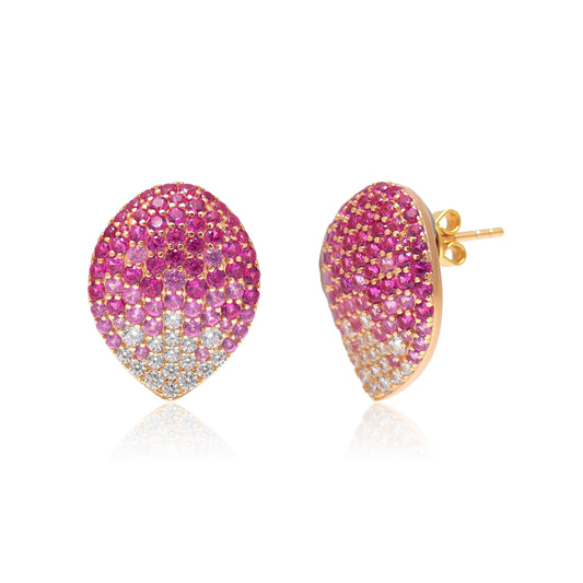 Pink Pavé Teardrop Stud Earrings
