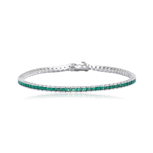 Emerald Green Princess Cut Tennis Bracelet