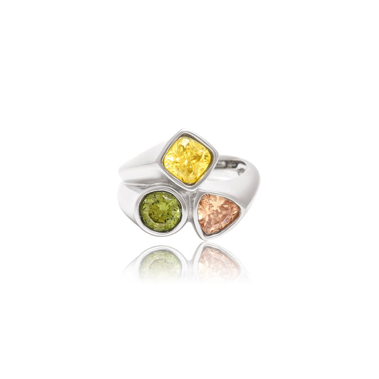 Statement Three Stone Bezel Set Ring