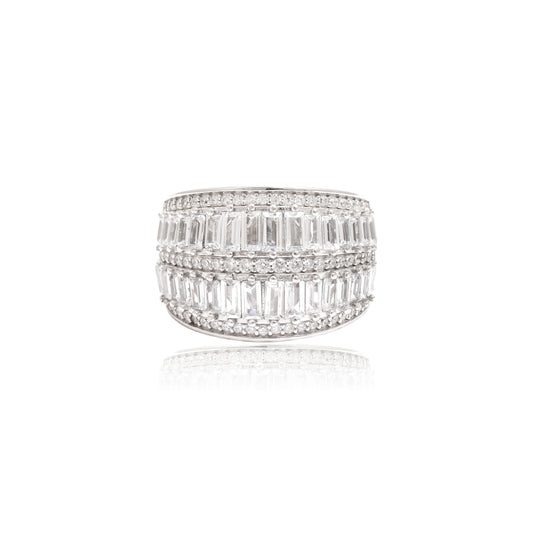 Baguette Cluster Cocktail Ring in 925 Sterling Silver