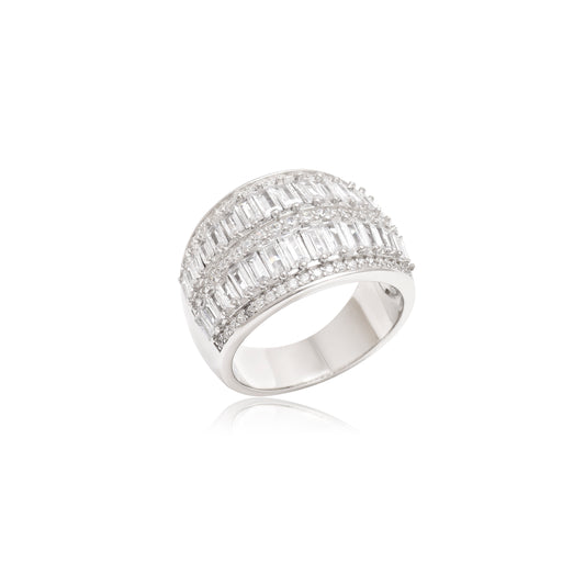 Baguette Cluster Cocktail Ring in 925 Sterling Silver