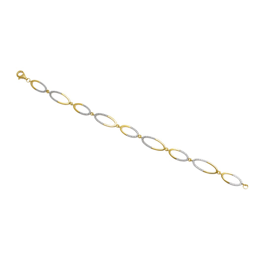Two Tone Oval Link Bracelet in 925 Sterling Silver
