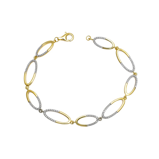 Two Tone Oval Link Bracelet in 925 Sterling Silver