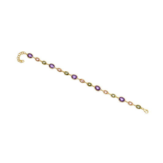 Elegant Multicolor Link Bracelet – 925 Sterling Silver