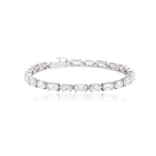 Classic Shine Emerald-Cut & Round Tennis Bracelet