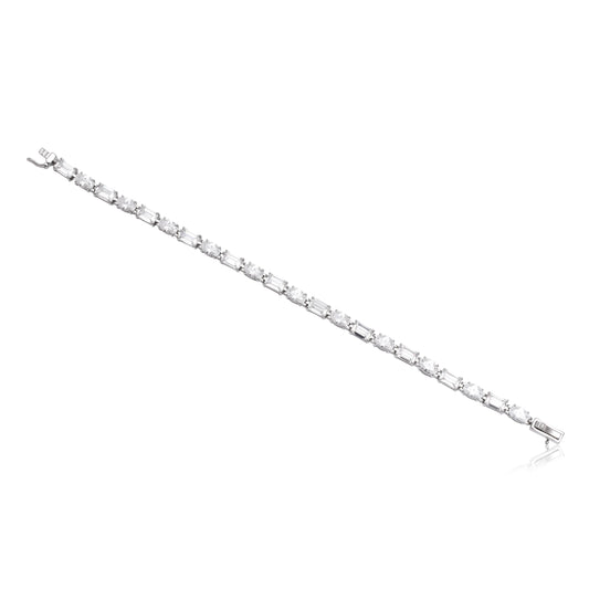 Classic Shine Emerald-Cut & Round Tennis Bracelet