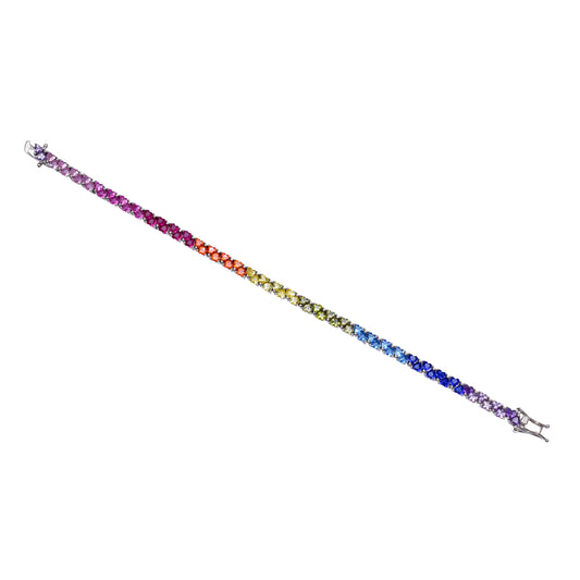 Multicoloured Heart Stone Tennis Bracelet