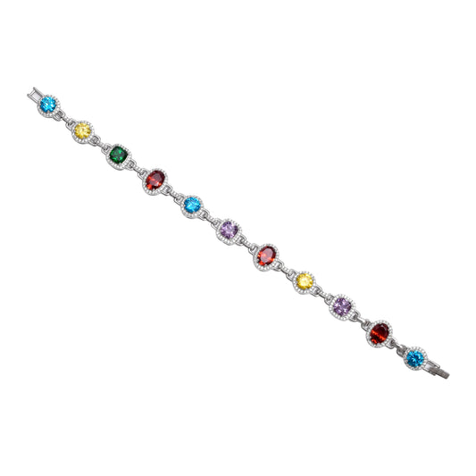 Designer Multicolor Gemstone Bracelet in Sterling Silver