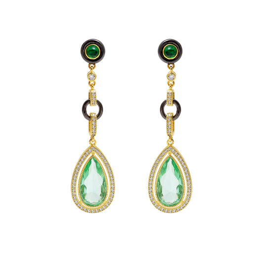 Emerald Glow Dangling Earrings