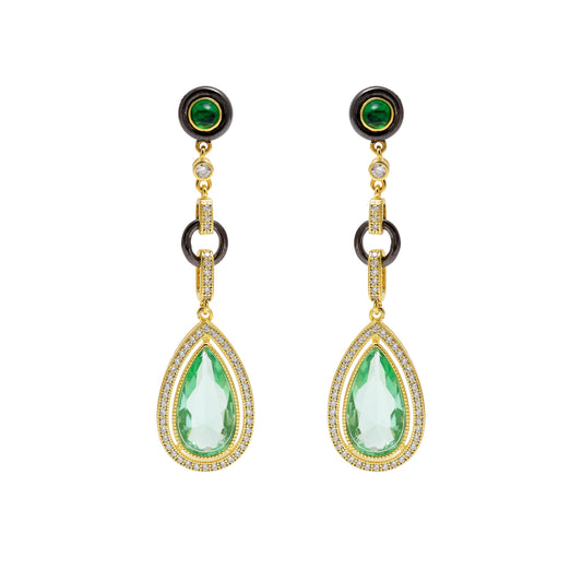 Emerald Glow Dangling Earrings