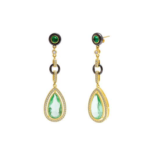 Emerald Glow Dangling Earrings