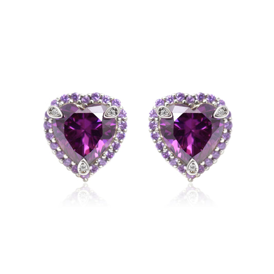 Purple Heart Pendant Set in 925 Sterling Silver