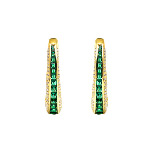 Emerald Sparkle Hoop Earrings