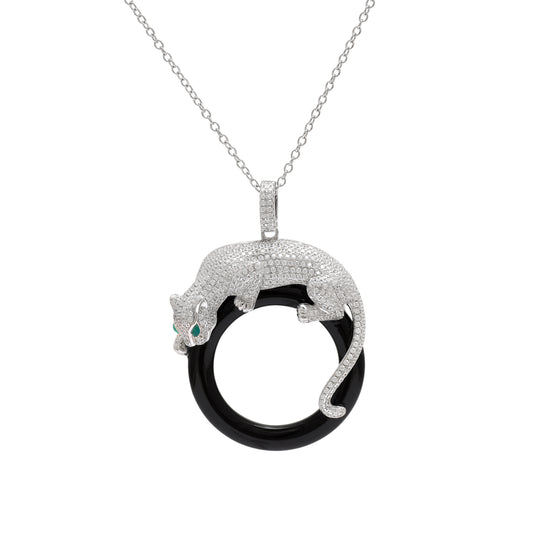 Panther Diamond Statement Pendant Necklace