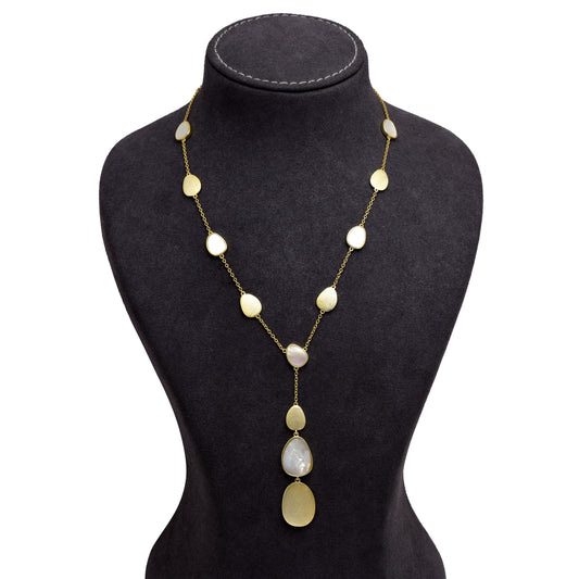 Golden Aura Sterling Silver Necklace with Mother of Pearl