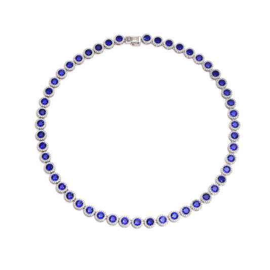 Royal Halo Blue Sterling Silver Necklace