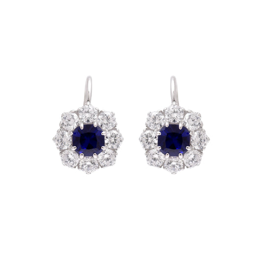 Floral Cluster Sterling Silver Drop Earrings