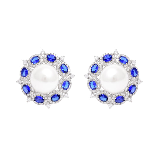 Blue Aura Pearl Sterling Silver Earrings