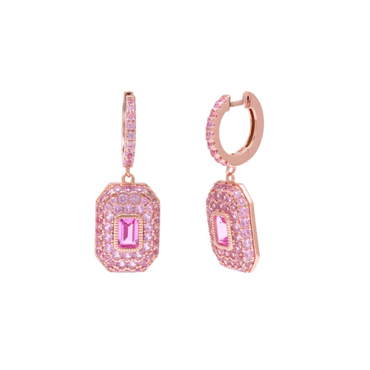 Rose Gold Plated Pink Drop Hoop Earrings