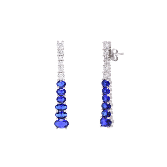 Classic Two-Tone Sterling Silver Drop Earrings