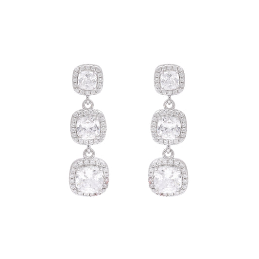 Classic Shine Triple Cushion Drop Earrings