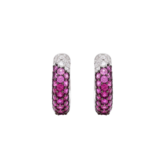 Pink & White Stone Hoop Earrings