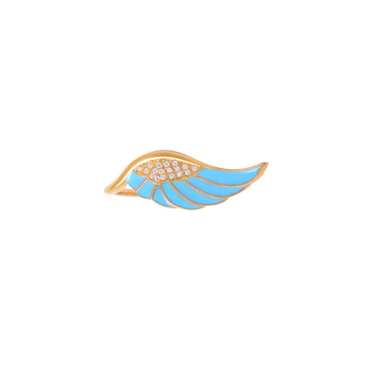Angel Wing Blue Enamel Ring