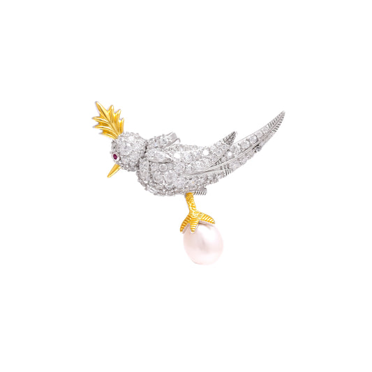 Pearlcrest Bird Sterling Silver Brooch