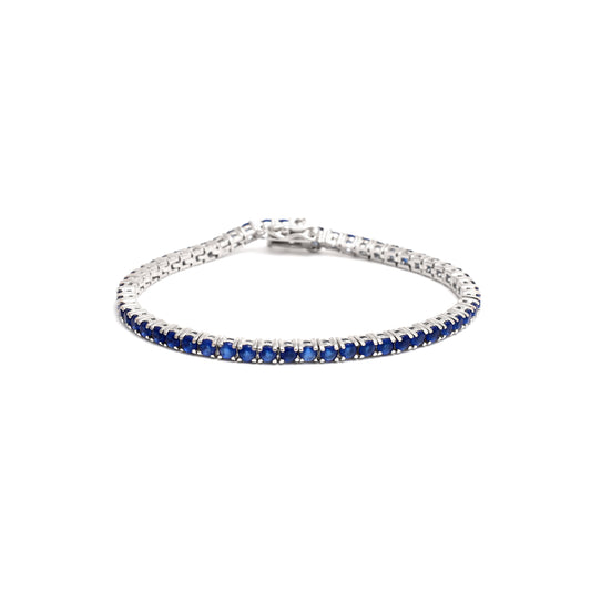 Blue Sapphire Glow Sterling Silver Tennis Bracelet