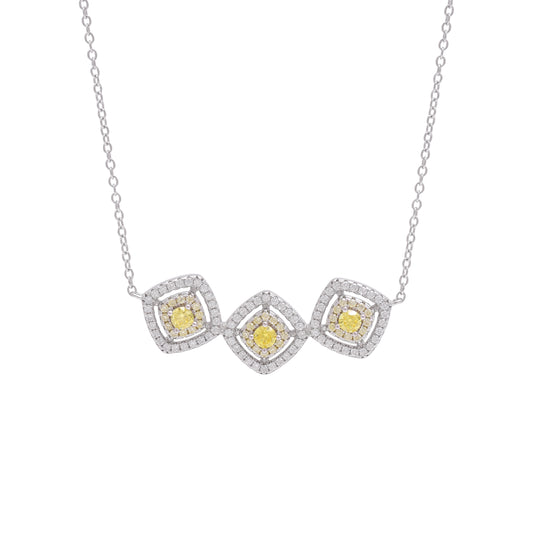 Square Halo Yellow Stone Pendant Set