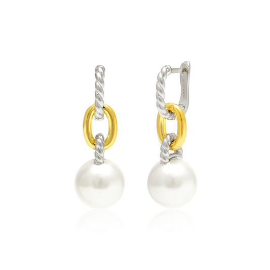 Linked Pearl Sterling Silver Earrings
